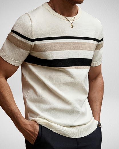 Heren gestreept T-shirt – Ribstructuur – Casual