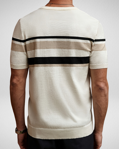 Heren gestreept T-shirt – Ribstructuur – Casual