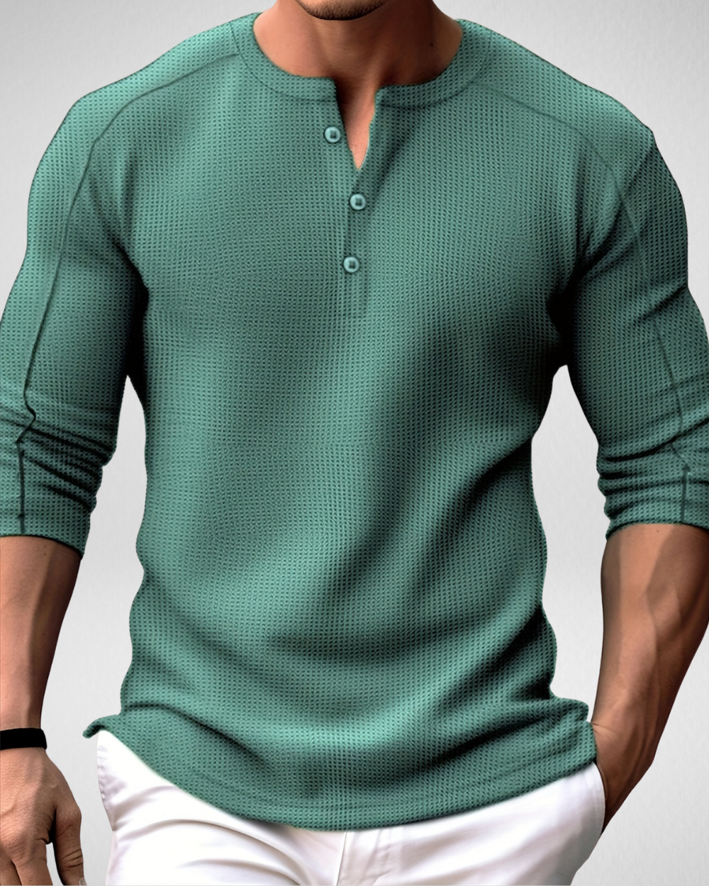 Heren Henley Shirt – Gebreid – Casual Longsleeve