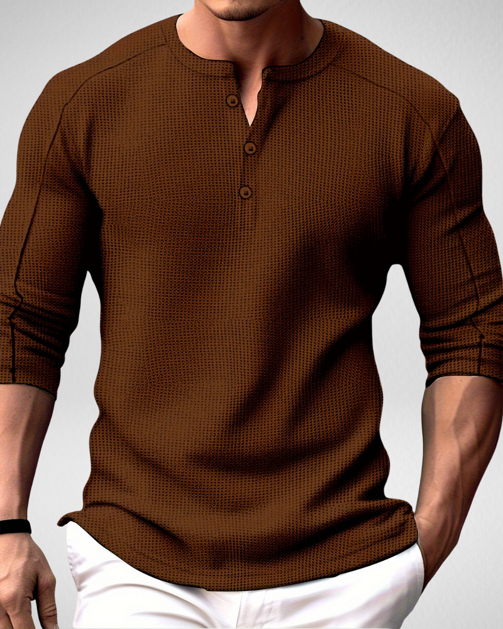 Heren Henley Shirt – Gebreid – Casual Longsleeve