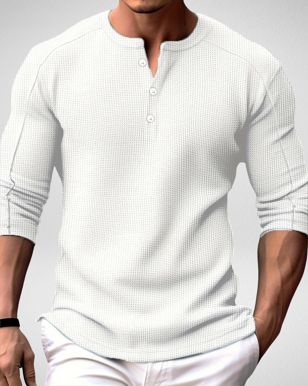 Heren Henley Shirt – Gebreid – Casual Longsleeve