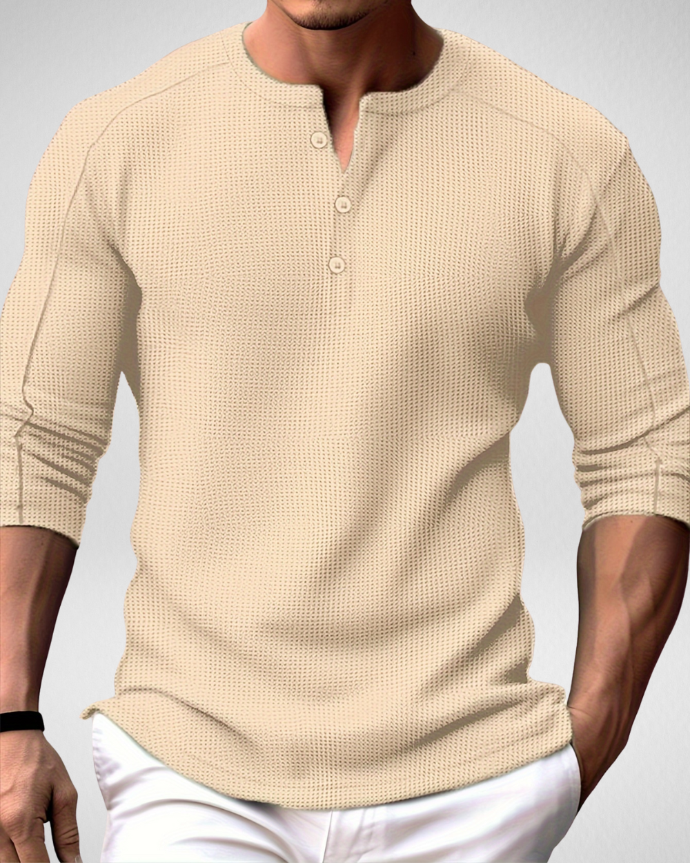Heren Henley Shirt – Gebreid – Casual Longsleeve