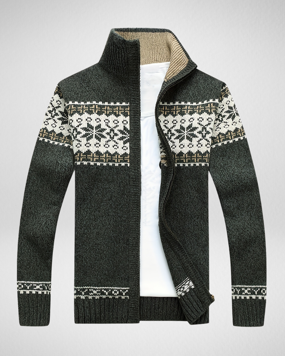 Heren Vest met Rits – Gebreid Motief – Herfst/Winter Laag