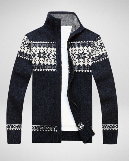 Heren Vest met Rits – Gebreid Motief – Herfst/Winter Laag