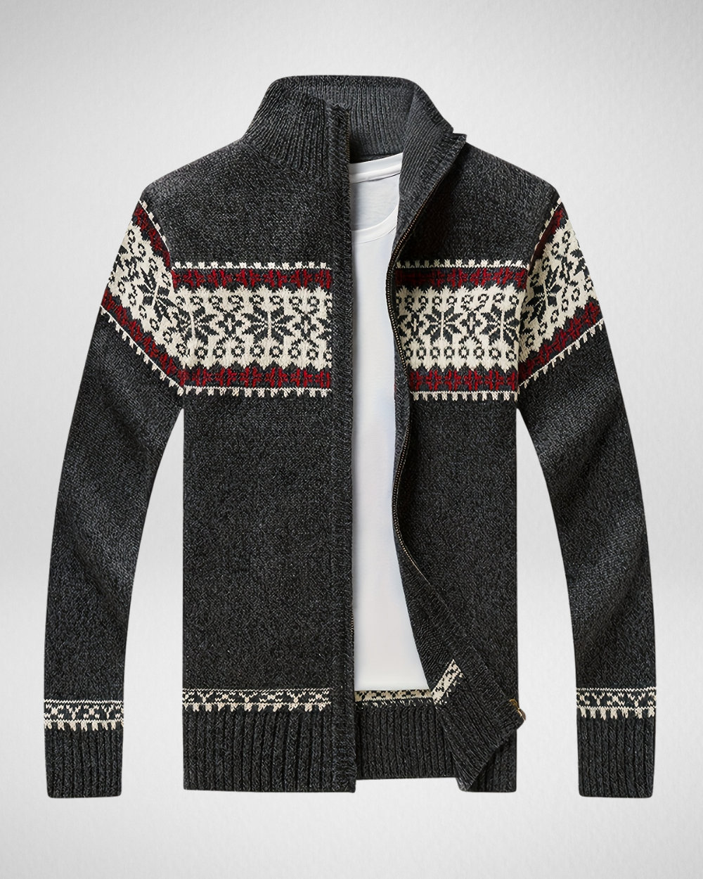 Heren Vest met Rits – Gebreid Motief – Herfst/Winter Laag