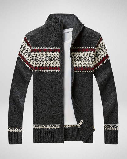 Heren Vest met Rits – Gebreid Motief – Herfst/Winter Laag