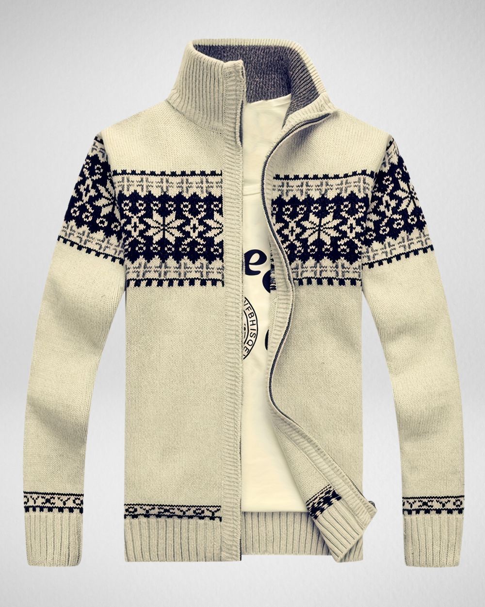 Heren Vest met Rits – Gebreid Motief – Herfst/Winter Laag