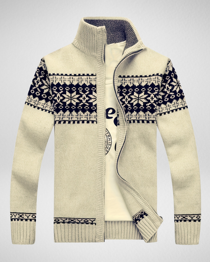 Heren Vest met Rits – Gebreid Motief – Herfst/Winter Laag
