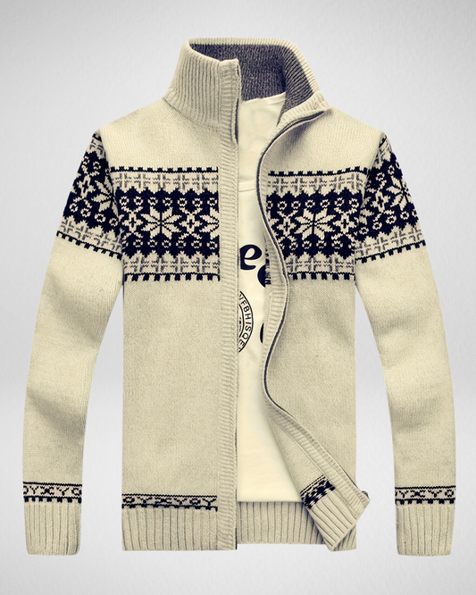 Heren Vest met Rits – Gebreid Motief – Herfst/Winter Laag