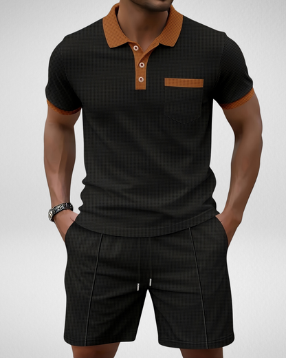 Heren Zomerset – Polo en Shorts – Contrasterende Afwerking