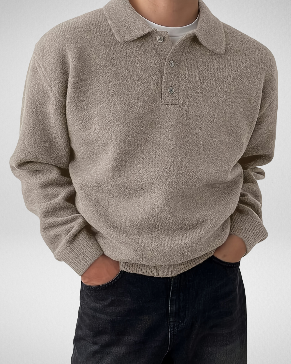 Heren Gebreide Polo Trui – Knoopsluiting – Herfst/Winter