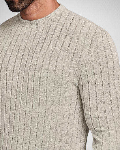 Heren Geribde Trui – Ronde Hals – Slim Fit Sportieve Look