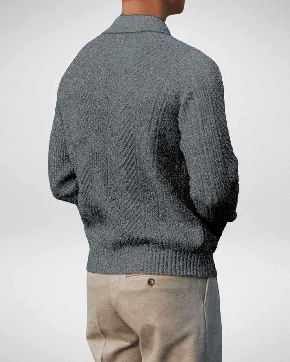 Heren Gebreide Polo Trui – Structuurpatroon – Herfst/Winter