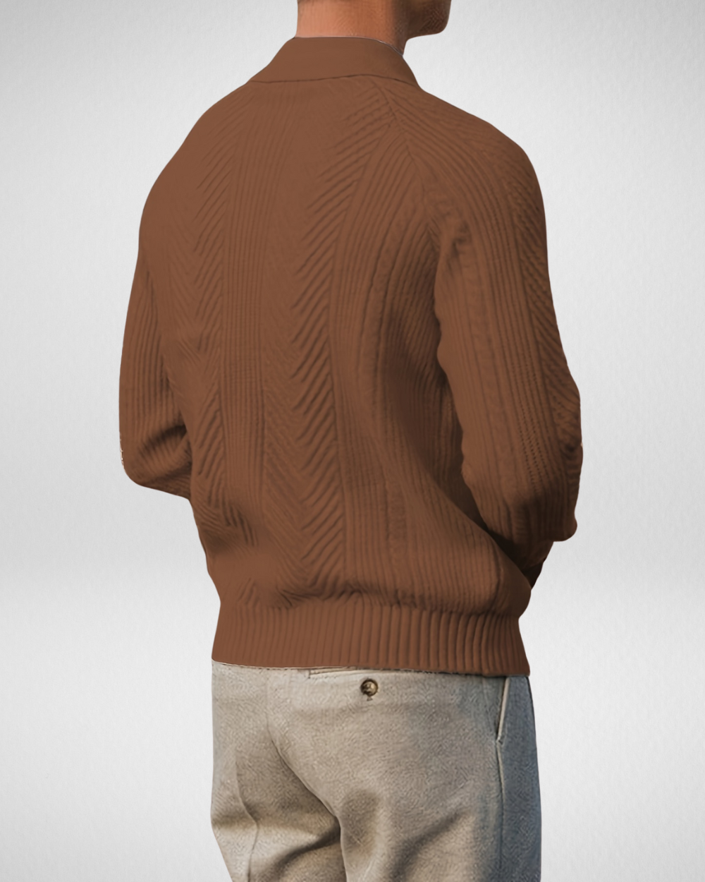 Heren Gebreide Polo Trui – Structuurpatroon – Herfst/Winter