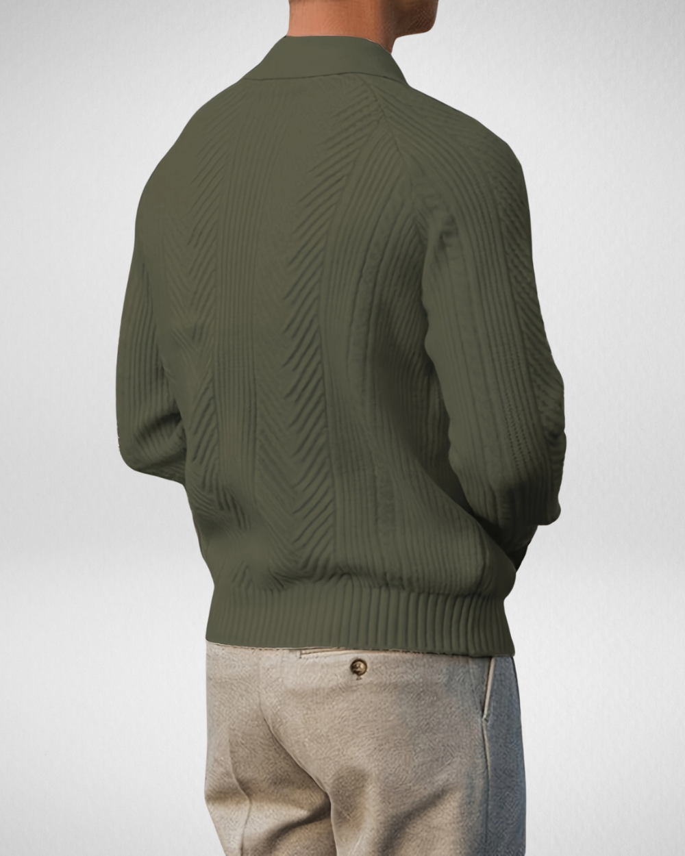 Heren Gebreide Polo Trui – Structuurpatroon – Herfst/Winter