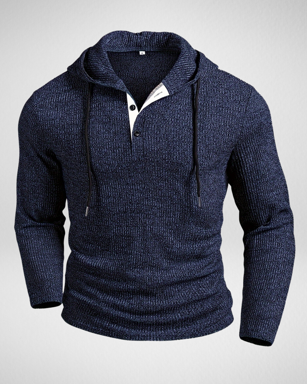 Heren Gebreide Hoodie – Knoopdetail – Herfst