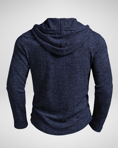 Heren Gebreide Hoodie – Knoopdetail – Herfst