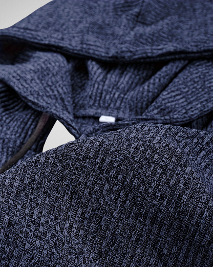 Heren Gebreide Hoodie – Knoopdetail – Herfst