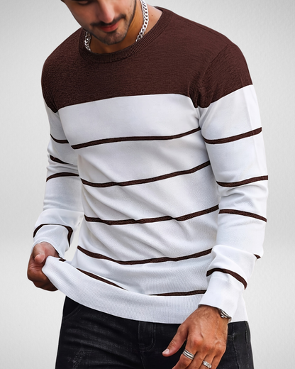 Heren longsleeve – Ribgebreide hals – Herfst
