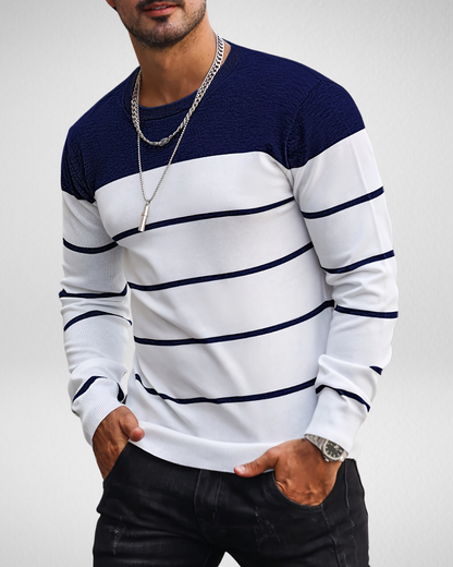 Heren longsleeve – Ribgebreide hals – Herfst