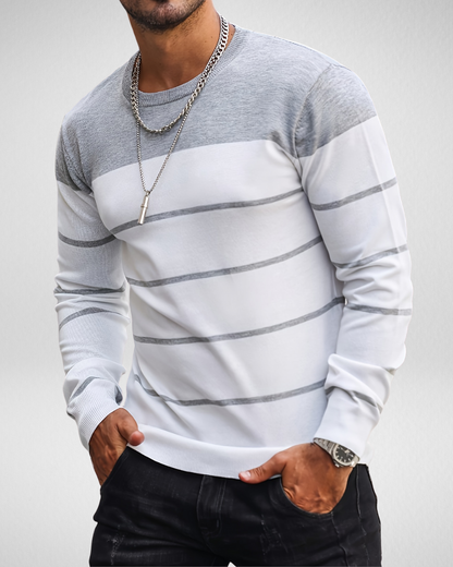 Heren longsleeve – Ribgebreide hals – Herfst