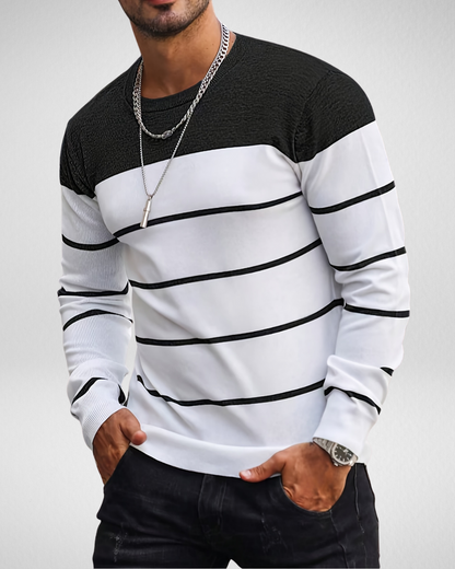 Heren longsleeve – Ribgebreide hals – Herfst