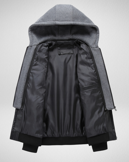 Heren PE Leren Jack met Capuchon – Meerdere Zakken – Casual