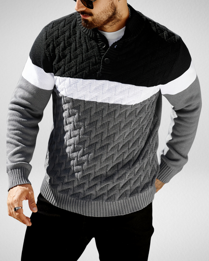 Heren Trui – Geometrisch Breipatroon – Casual Herfst & Winter