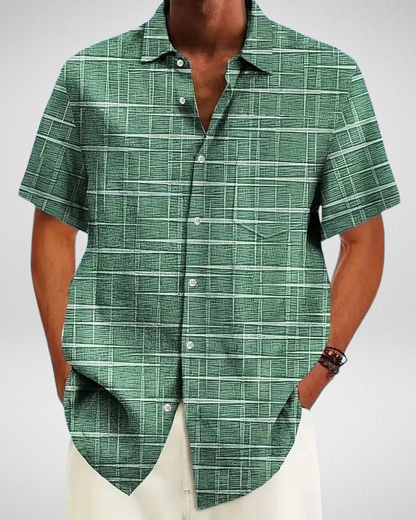 Heren Korte Mouw Overhemd – Geruit Design – Zomer