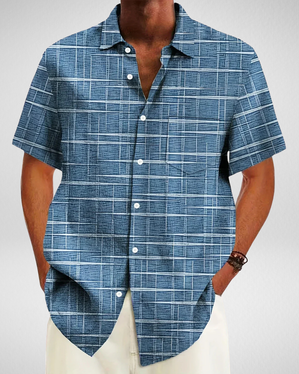 Heren Korte Mouw Overhemd – Geruit Design – Zomer