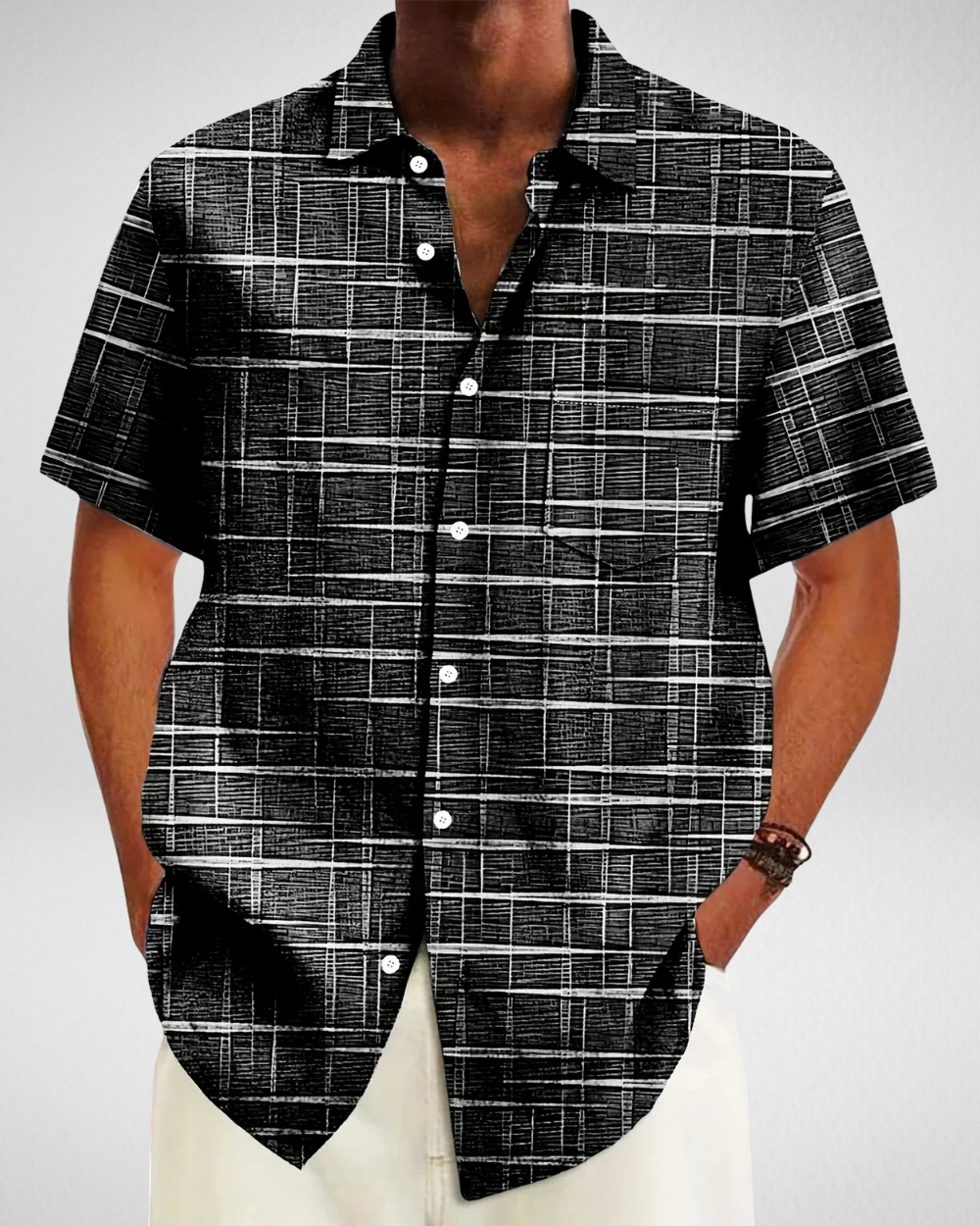 Heren Korte Mouw Overhemd – Geruit Design – Zomer