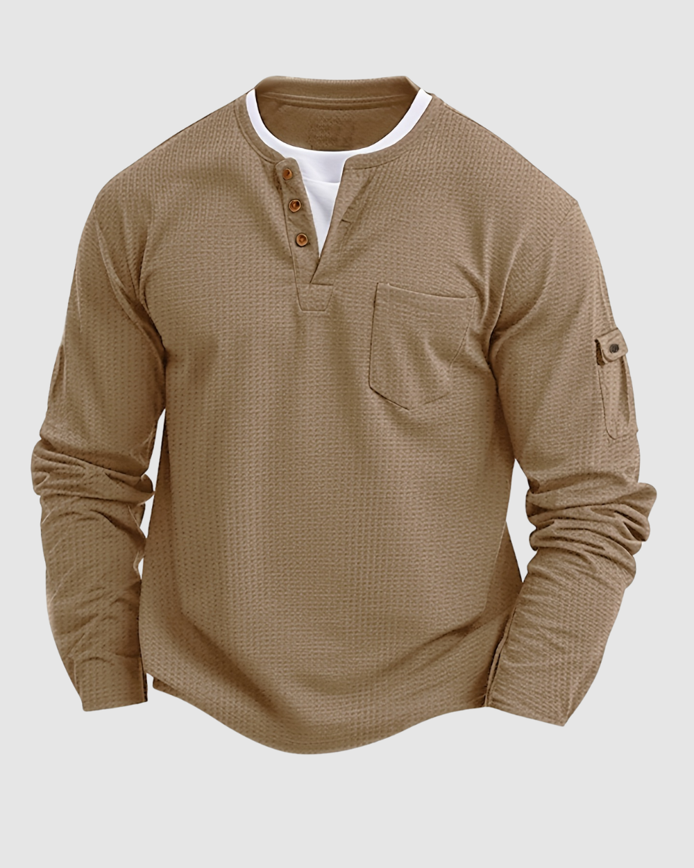 Heren Henley Shirt  – Knoopsluiting – Lange Mouwen