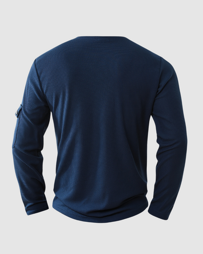 Heren Henley Shirt  – Knoopsluiting – Lange Mouwen