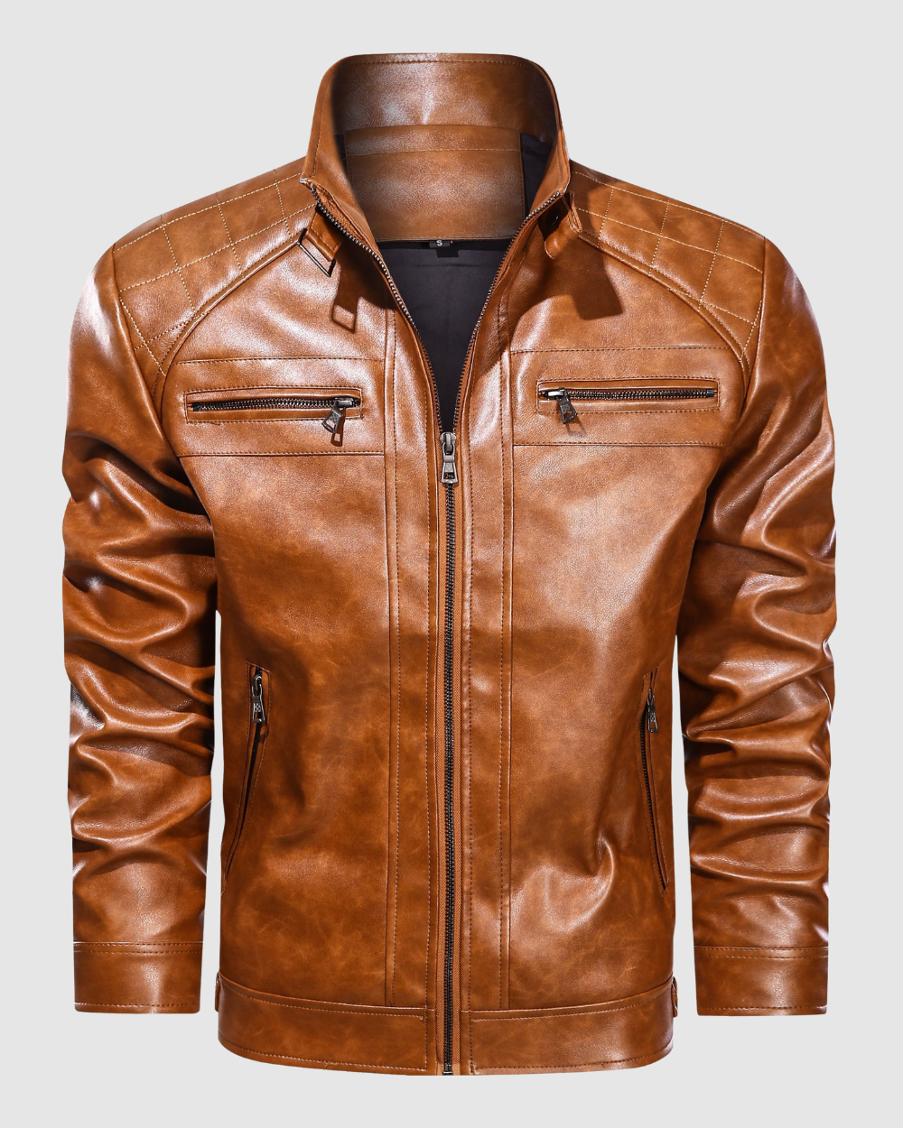 Heren PU Leren Jas – Ritsluiting –  Herfst