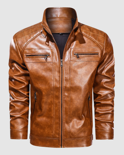 Heren PU Leren Jas – Ritsluiting –  Herfst