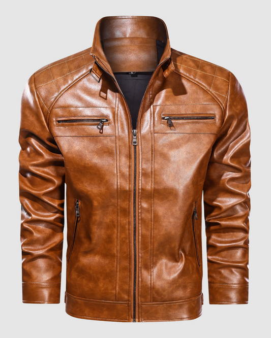 Heren PU Leren Jas – Ritsluiting –  Herfst