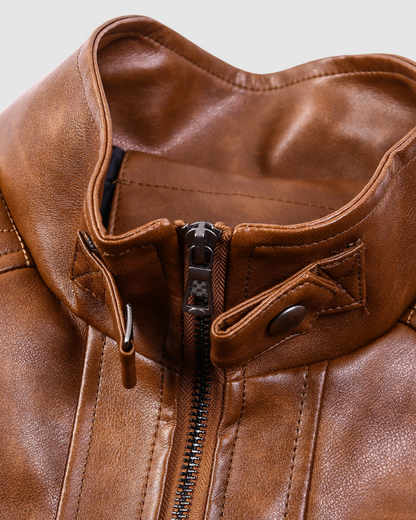 Heren PU Leren Jas – Ritsluiting –  Herfst
