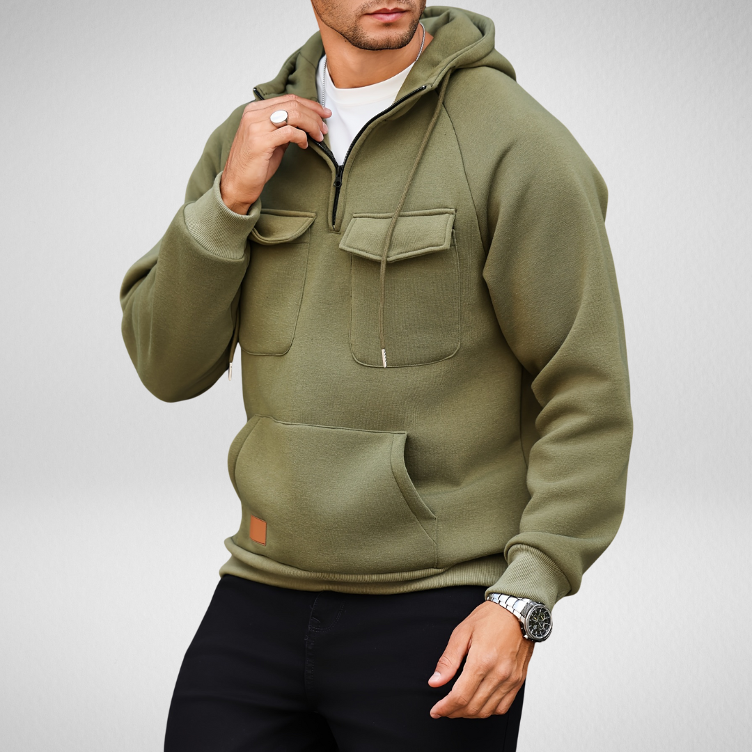Heren Hoodie - Kangoeroezak - Quarter Zip