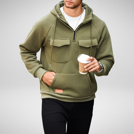 Heren Hoodie - Kangoeroezak - Quarter Zip