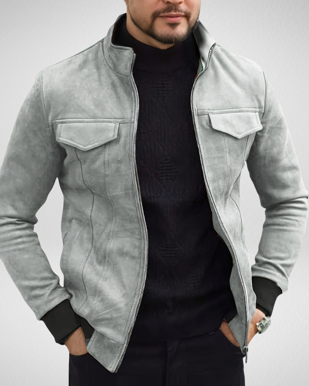 Heren Herfst Jack met Opstaande Kraag – Casual & Stijlvol