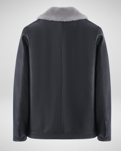 Heren PE Leren Winterjas – Warm met Fleece Voering