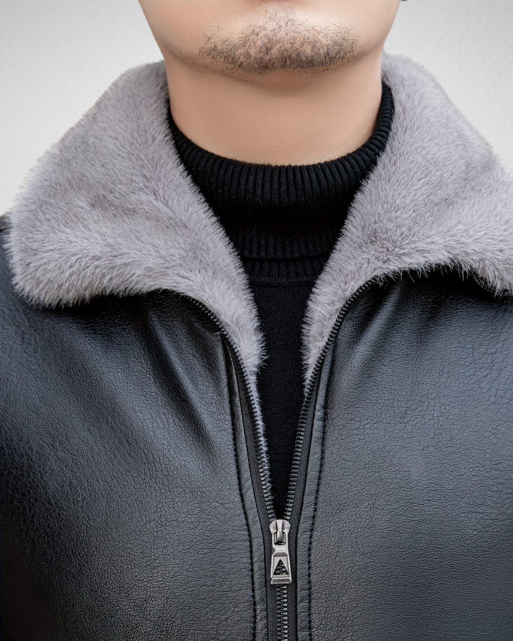 Heren PE Leren Winterjas – Warm met Fleece Voering