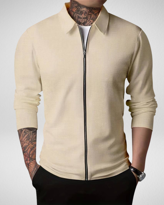 Heren Zip-Up Waffle Knit Vest – Modern Fit – Casual Comfort