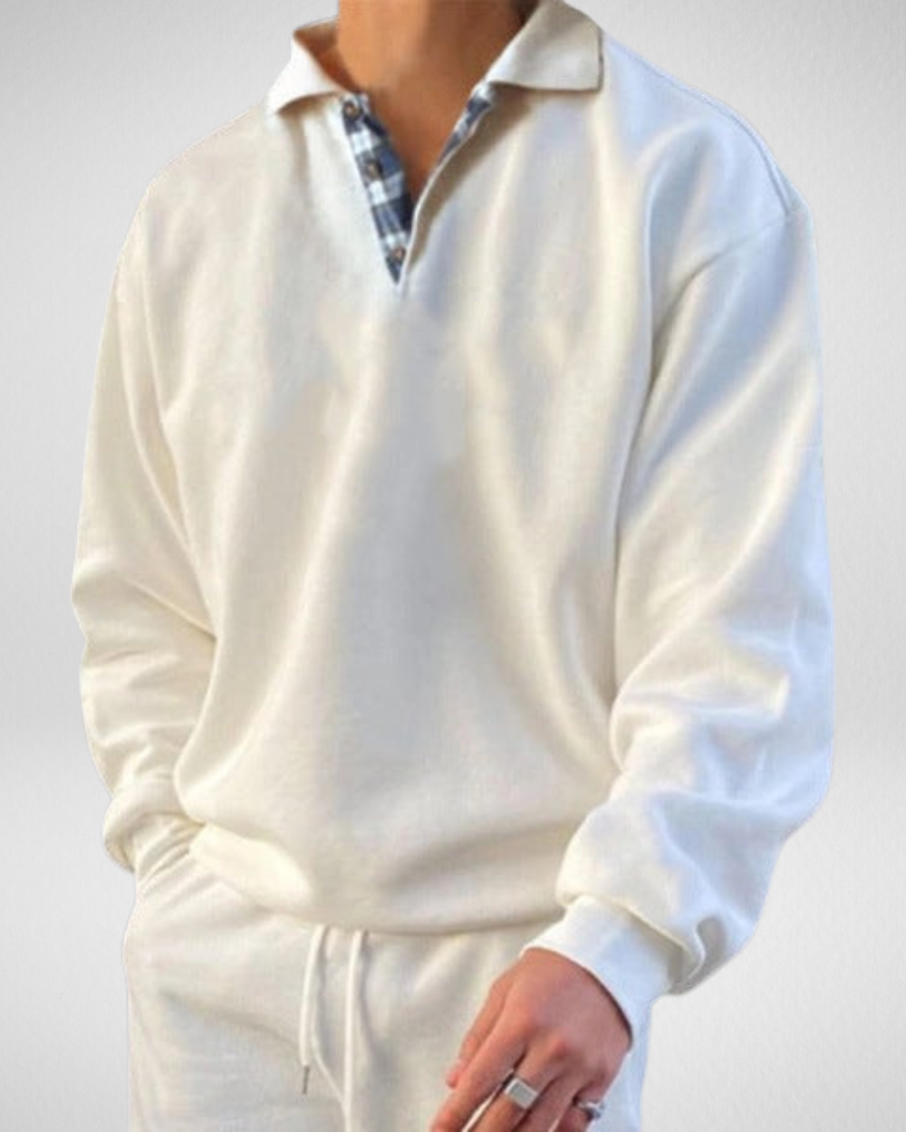 Heren Sweatshirt – V-Hals met Revers – Losse Pasvorm