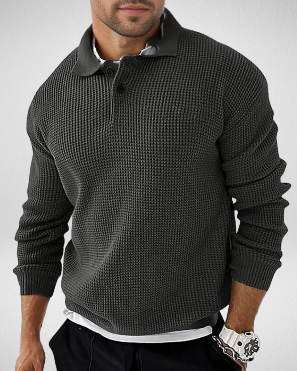 Heren polo trui met lange mouwen – Comfortabel & Stijlvol