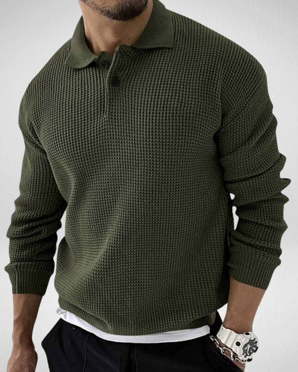 Heren polo trui met lange mouwen – Comfortabel & Stijlvol
