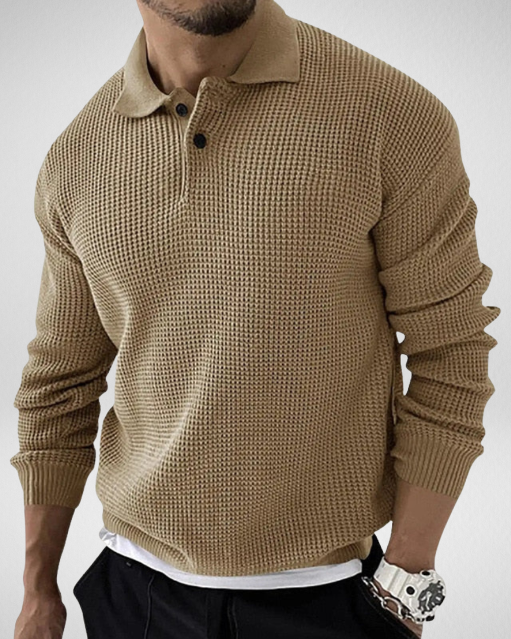 Heren polo trui met lange mouwen – Comfortabel & Stijlvol