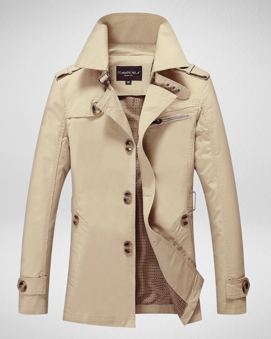 Heren Lange Trenchcoat – Tijdloze Stijl voor de Herfst
