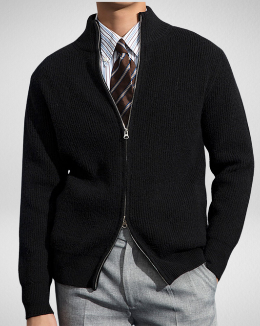 Heren Gebreid Vest – Rits & Ribstructuur – Tijdloze Casual Stijl