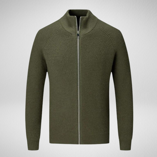 Heren Gebreid Vest –  Hoge Kraag Col - met Rits